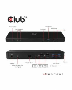 Offres 💯 CLUB3D CSV-1562 Station D'accueil USB 3.2 Gen 1 (3.1 Gen 1) Type-C Noir 🥰 -Lenovo shop club3d csv 1562 station d accueil u 5