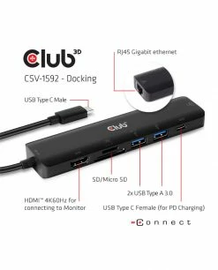 Sortie 🥰 CLUB3D CSV-1592 Station D'accueil USB 3.2 Gen 1 (3.1 Gen 1) Type-C Noir 👍 -Lenovo shop club3d csv 1592 station d accueil u 4
