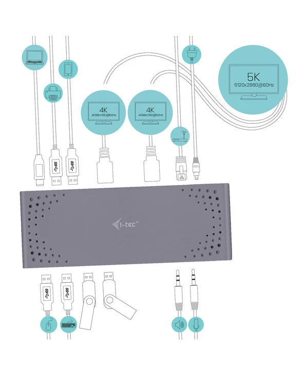 Le moins cher ⭐ I-tec USB 3.0 / USB-C / Thunderbolt 3 Dual Display Docking Station 🎁 5 Le moins cher ⭐ I-tec USB 3.0 / USB-C / Thunderbolt 3 Dual Display Docking Station 🎁 – Image 3