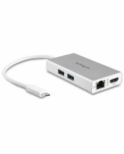 Acheter 💯 StarTech.com Adaptateur Multiport USB-C Pour Ordinateur Portable - Power Delivery - HDMI 4K - GbE - USB 3.0 - Argent Et Blanc 👏