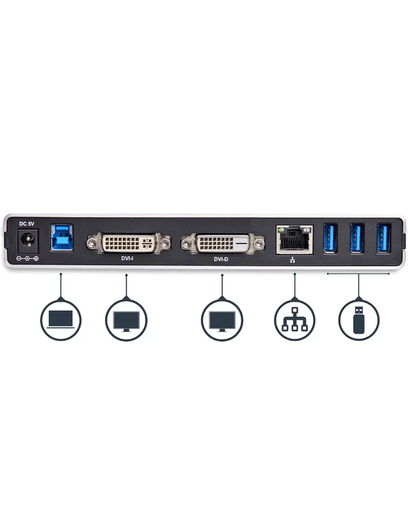 Tout neuf 👏 StarTech.com Station D'accueil USB 3.0 Double Affichage DVI Pour PC Portable Avec GbE Et Adaptateurs HDMI / VGA 💯 6 Tout neuf 👏 StarTech.com Station D'accueil USB 3.0 Double Affichage DVI Pour PC Portable Avec GbE Et Adaptateurs HDMI / VGA 💯 – Image 4