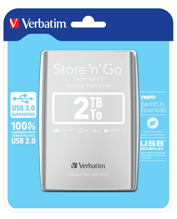 Coupon ???? Verbatim Store 'n' Go Disque Dur Externe 2048 Go Argent ???? 3 Coupon ???? Verbatim Store 'n' Go Disque Dur Externe 2048 Go Argent ????